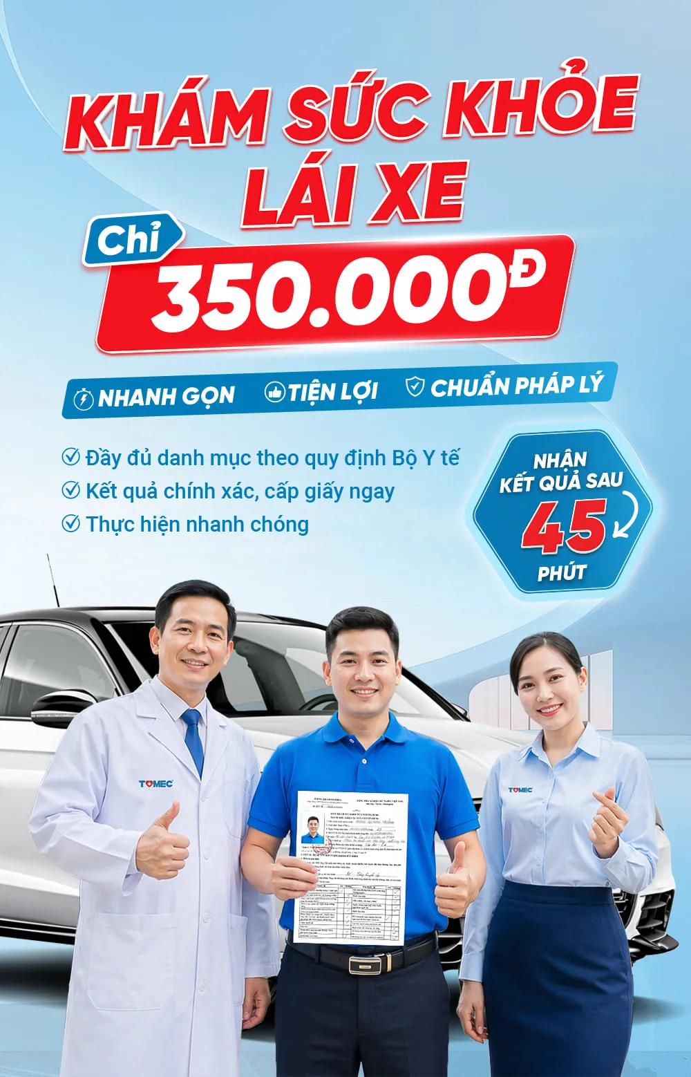 Dịch vụ khám sức khỏe lái xe TOMEC
