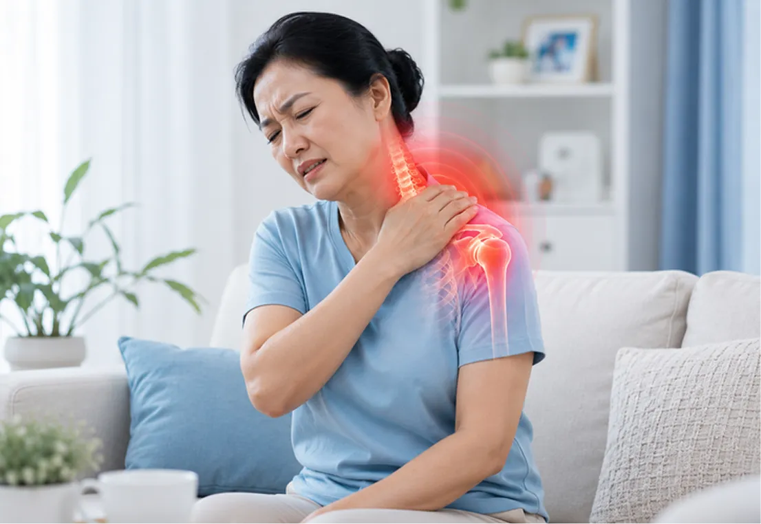 Phụ nữ bị đau mỏi vai gáy khi nghỉ ngơi tại nhà